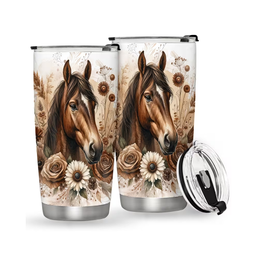 Vaso Termo Caballo Flores